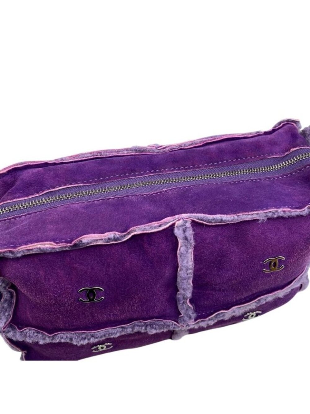 ★SOLD★ Chanel Shoulder Bag Mouton Suede CC Logo Purple Silver - Picture 10 of 16